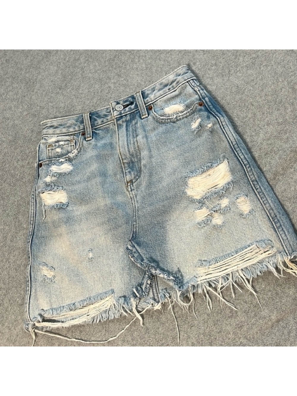 Abercrombie And Fitch Zoe Denim Mini Skirt Size 24 Distressed Indie Beach Grunge